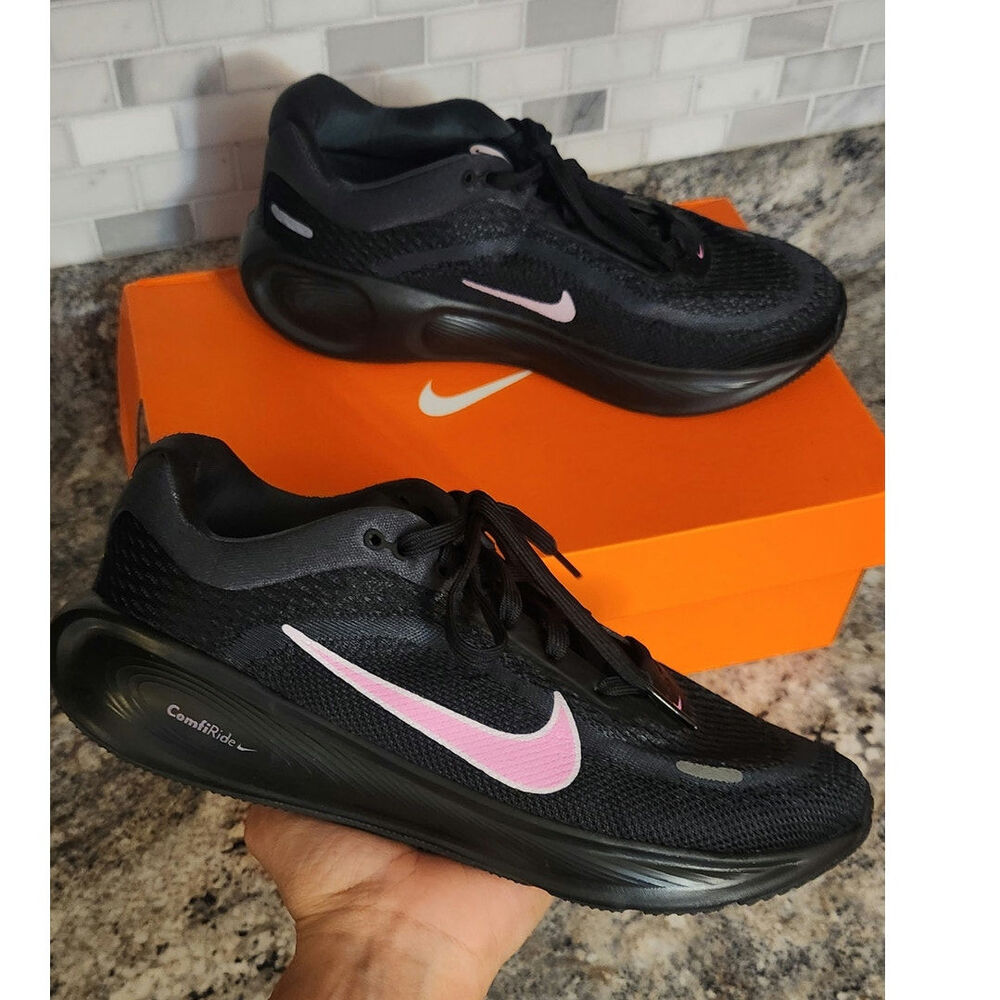 Nike Stellar Ride GS Black Playful Pink Running Shoes Kids Size 5Y